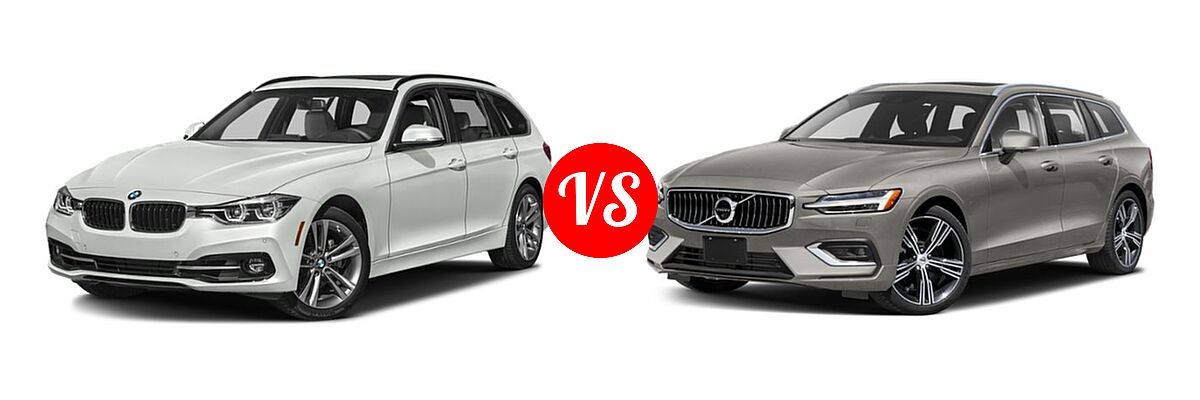 2019 BMW 3 Series Wagon 330i xDrive vs. 2019 Volvo V60 Wagon Inscription / Momentum / R-Design - Front Left Comparison