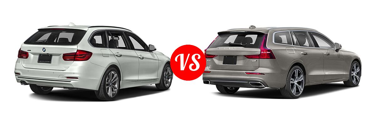 2019 BMW 3 Series Wagon 330i xDrive vs. 2019 Volvo V60 Wagon Inscription / Momentum / R-Design - Rear Right Comparison