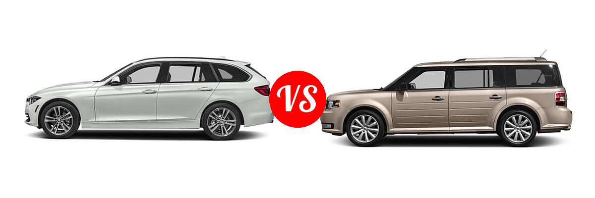 2019 BMW 3 Series Wagon 330i xDrive vs. 2019 Ford Flex Wagon Limited / SE / SEL - Side Comparison