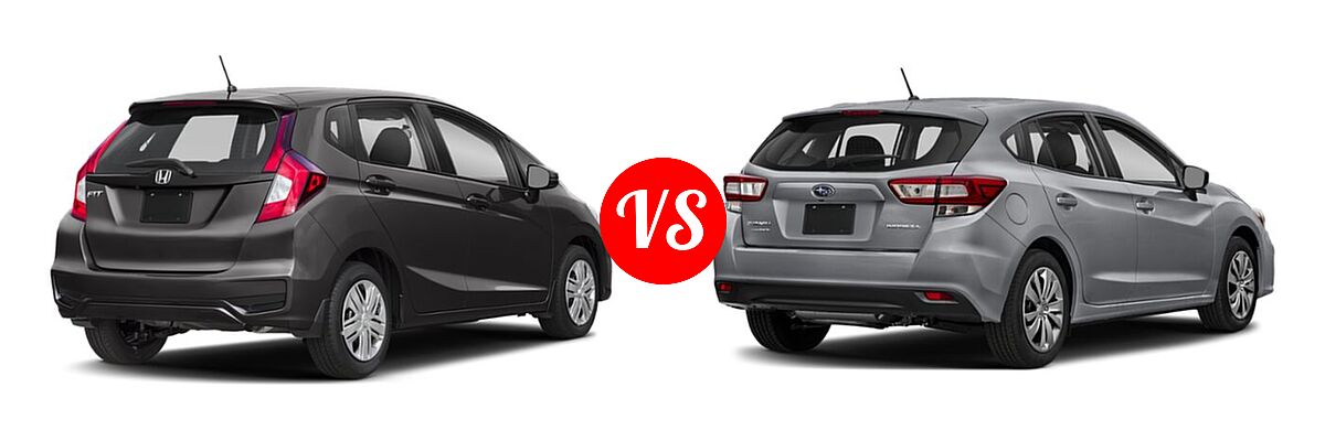 2019 Honda Fit Hatchback LX vs. 2019 Subaru Impreza Hatchback 2.0i 5-door CVT / 2.0i 5-door Manual / Premium - Rear Right Comparison