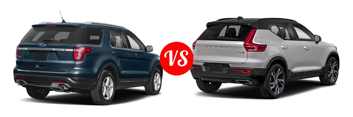 2019 Ford Explorer SUV Base / Limited / Platinum / Sport / XLT vs. 2019 Volvo XC40 SUV R-Design - Rear Right Comparison
