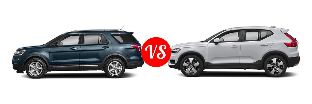 2019 Ford Explorer SUV Base / Limited / Platinum / Sport / XLT vs. 2019 Volvo XC40 SUV Momentum / R-Design - Side Comparison