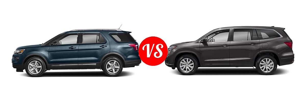 2019 Ford Explorer SUV Base / Limited / Platinum / Sport / XLT vs. 2019 Honda Pilot SUV LX - Side Comparison