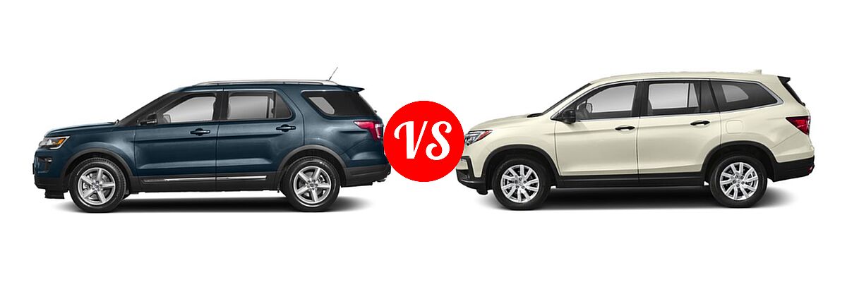 2019 Ford Explorer SUV Base / Limited / Platinum / Sport / XLT vs. 2019 Honda Pilot SUV LX - Side Comparison