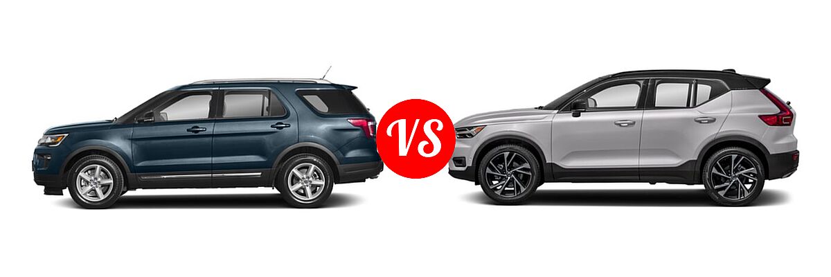 2019 Ford Explorer SUV Base / Limited / Platinum / Sport / XLT vs. 2019 Volvo XC40 SUV R-Design - Side Comparison