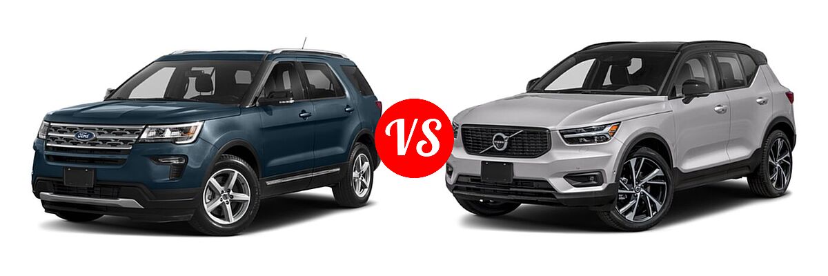 2019 Ford Explorer SUV Base / Limited / Platinum / Sport / XLT vs. 2019 Volvo XC40 SUV R-Design - Front Left Comparison