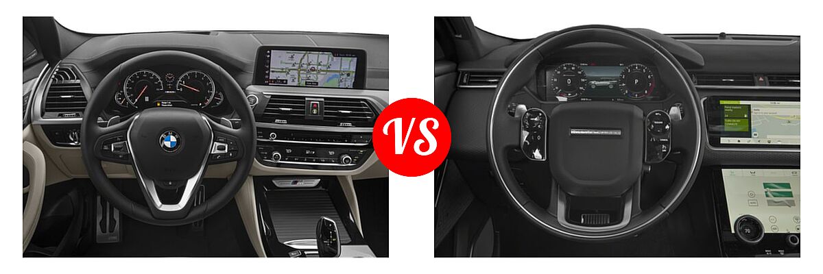 2019 BMW X4 M40i SUV M40i vs. 2019 Land Rover Range Rover Velar SUV P250 / R-Dynamic SE / S - Dashboard Comparison