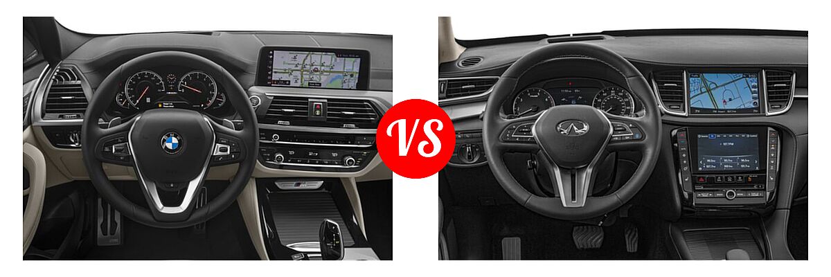 2019 BMW X4 M40i SUV M40i vs. 2019 Infiniti QX50 SUV ESSENTIAL / LUXE / PURE - Dashboard Comparison