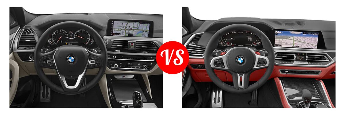 2019 BMW X4 M40i SUV M40i vs. 2021 BMW X6 M SUV Sports Activity Coupe - Dashboard Comparison