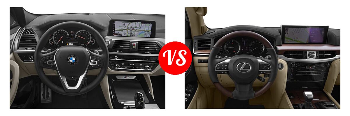 2019 BMW X4 M40i SUV M40i vs. 2021 Lexus LX 570 SUV LX 570 - Dashboard Comparison
