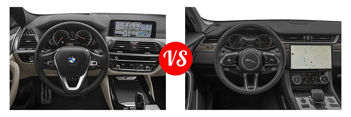 2019 BMW X4 M40i SUV M40i vs. 2021 Jaguar F-PACE SUV P250 AWD / R-Dynamic S / S - Dashboard Comparison