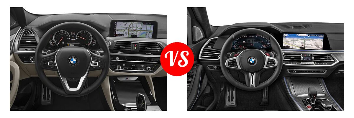 2019 BMW X4 M40i SUV M40i vs. 2021 BMW X5 M SUV Sports Activity Vehicle - Dashboard Comparison