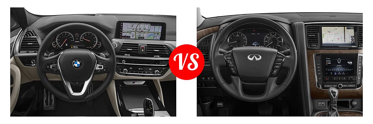 2019 BMW X4 M40i SUV M40i vs. 2022 Infiniti QX80 SUV LUXE - Dashboard Comparison