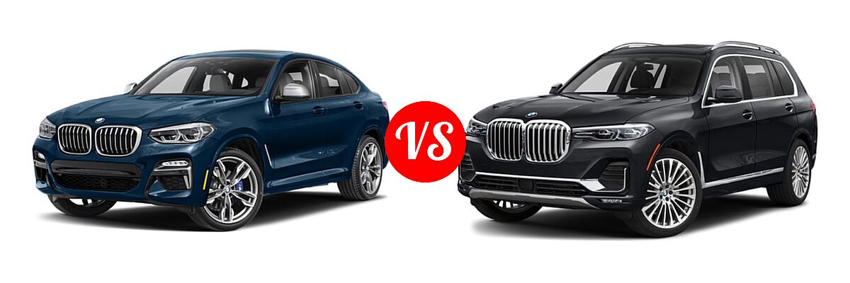 2019 BMW X4 M40i SUV M40i vs. 2019 BMW X7 SUV xDrive40i / xDrive50i - Front Left Comparison