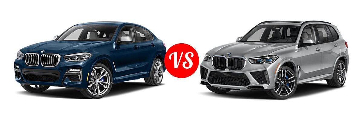2019 BMW X4 M40i SUV M40i vs. 2021 BMW X5 M SUV Sports Activity Vehicle - Front Left Comparison