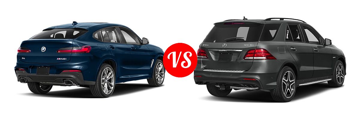 2019 BMW X4 M40i SUV M40i vs. 2019 Mercedes-Benz GLE-Class 43 AMG SUV AMG GLE 43 - Rear Right Comparison
