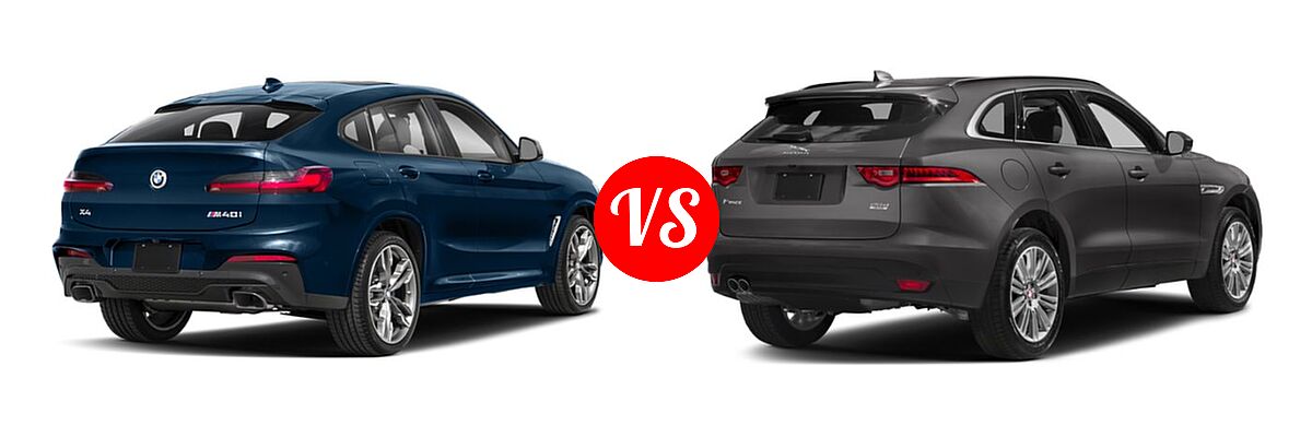 2019 BMW X4 M40i SUV M40i vs. 2019 Jaguar F-PACE SUV Diesel 20d Premium / 20d Prestige - Rear Right Comparison