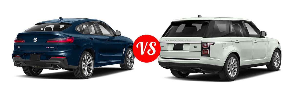 2019 BMW X4 M40i SUV M40i vs. 2019 Land Rover Range Rover SUV Autobiography / HSE / V6 Supercharged SWB / V8 Supercharged LWB / V8 Supercharged SWB - Rear Right Comparison