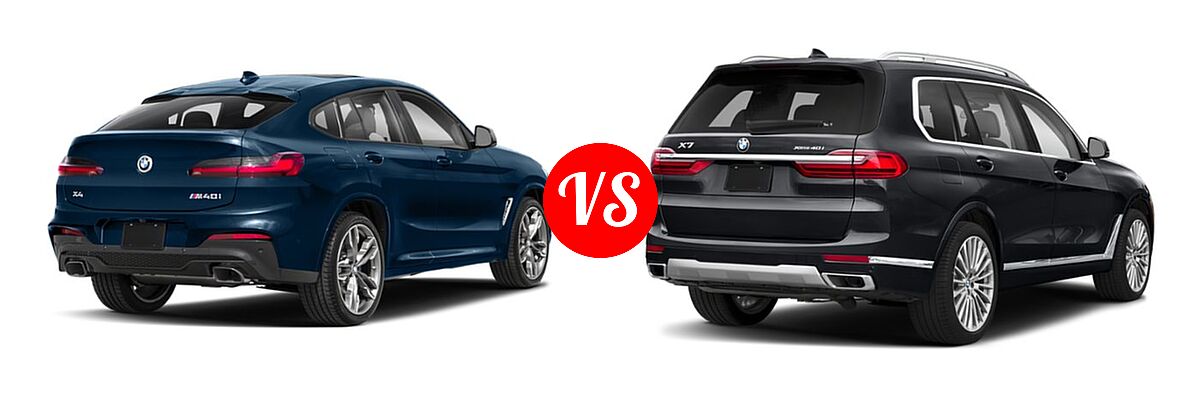 2019 BMW X4 M40i SUV M40i vs. 2019 BMW X7 SUV xDrive40i / xDrive50i - Rear Right Comparison