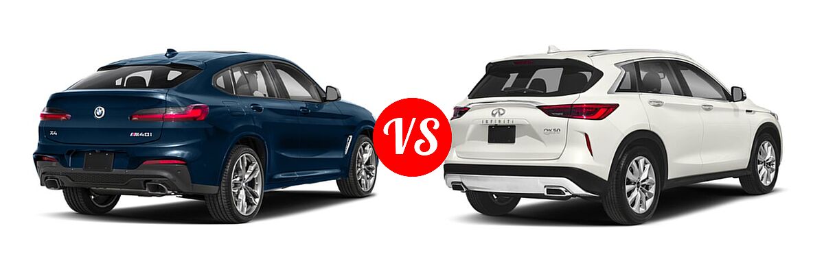2019 BMW X4 M40i SUV M40i vs. 2019 Infiniti QX50 SUV ESSENTIAL / LUXE / PURE - Rear Right Comparison