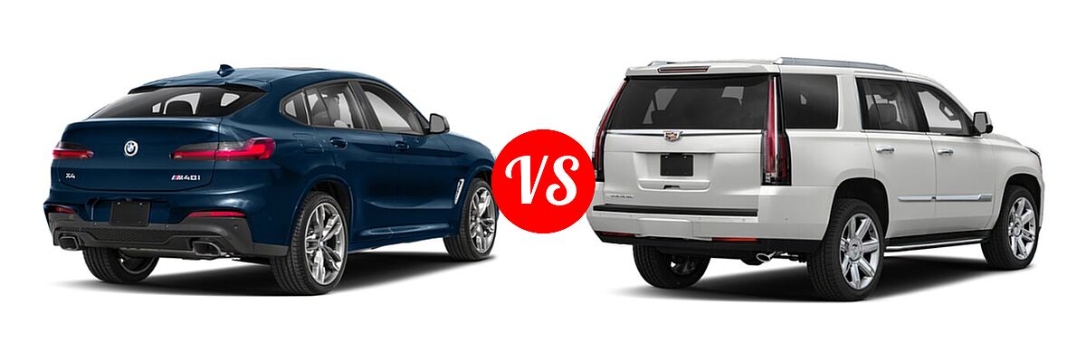 2019 BMW X4 M40i SUV M40i vs. 2020 Cadillac Escalade SUV 2WD 4dr / 4WD 4dr / Luxury / Platinum / Premium Luxury - Rear Right Comparison