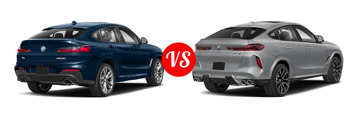 2019 BMW X4 M40i SUV M40i vs. 2021 BMW X6 M SUV Sports Activity Coupe - Rear Right Comparison