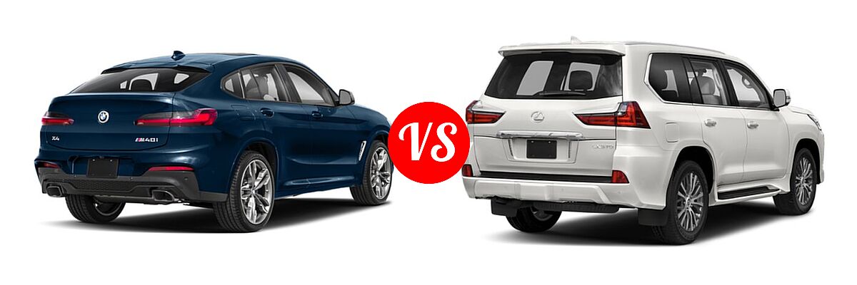 2019 BMW X4 M40i SUV M40i vs. 2021 Lexus LX 570 SUV LX 570 - Rear Right Comparison