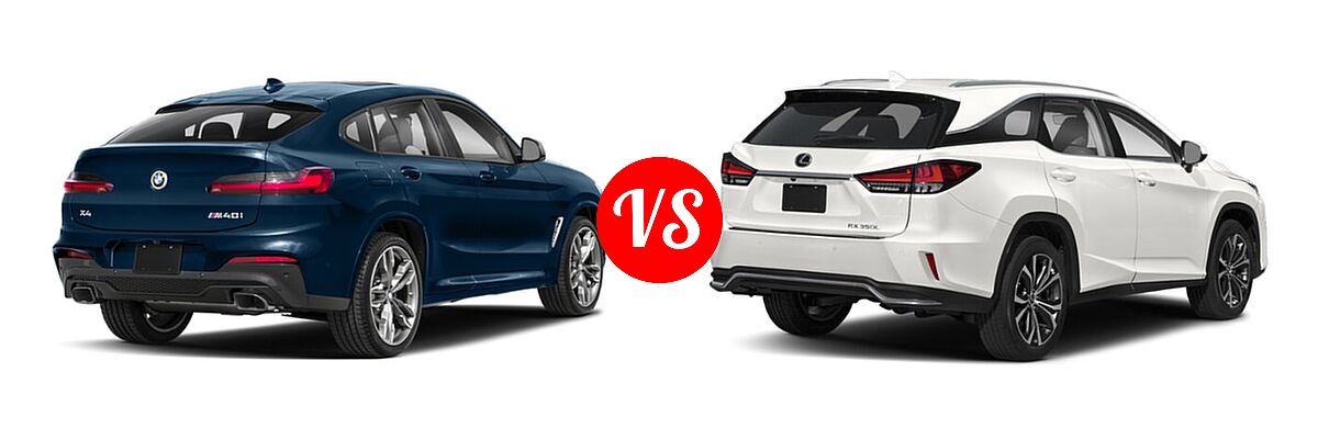2019 BMW X4 M40i SUV M40i vs. 2021 Lexus RX 350L SUV RX 350L / RX 350L Luxury - Rear Right Comparison