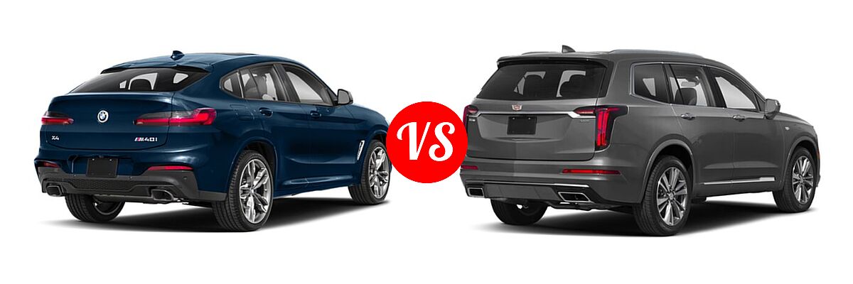 2019 BMW X4 M40i SUV M40i vs. 2021 Cadillac XT6 SUV Premium Luxury - Rear Right Comparison
