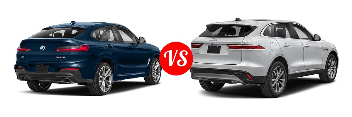 2019 BMW X4 M40i SUV M40i vs. 2021 Jaguar F-PACE SUV P250 AWD / R-Dynamic S / S - Rear Right Comparison