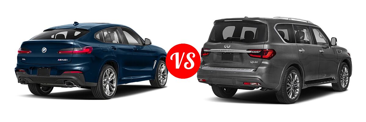 2019 BMW X4 M40i SUV M40i vs. 2022 Infiniti QX80 SUV LUXE - Rear Right Comparison