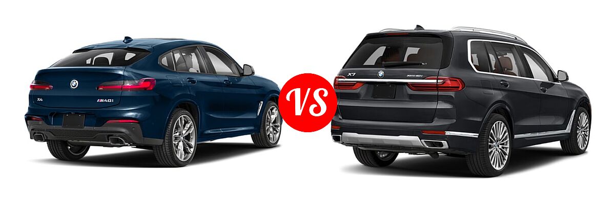 2019 BMW X4 M40i SUV M40i vs. 2022 BMW X7 SUV xDrive40i - Rear Right Comparison