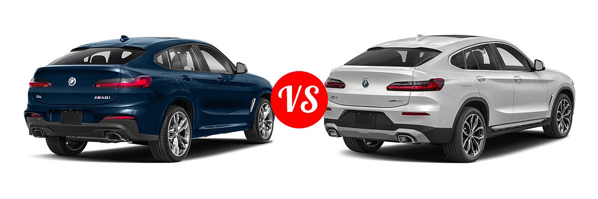 2019 BMW X4 M40i SUV M40i vs. 2022 BMW X4 SUV xDrive30i - Rear Right Comparison