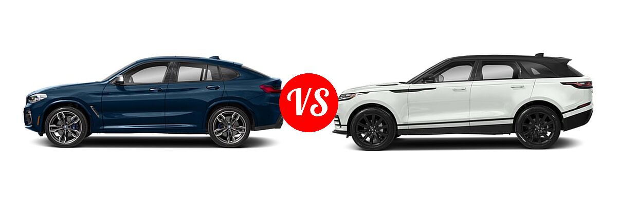 2019 BMW X4 M40i SUV M40i vs. 2019 Land Rover Range Rover Velar SUV P250 / R-Dynamic HSE / R-Dynamic SE / S - Side Comparison