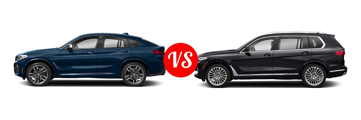 2019 BMW X4 M40i SUV M40i vs. 2019 BMW X7 SUV xDrive40i / xDrive50i - Side Comparison