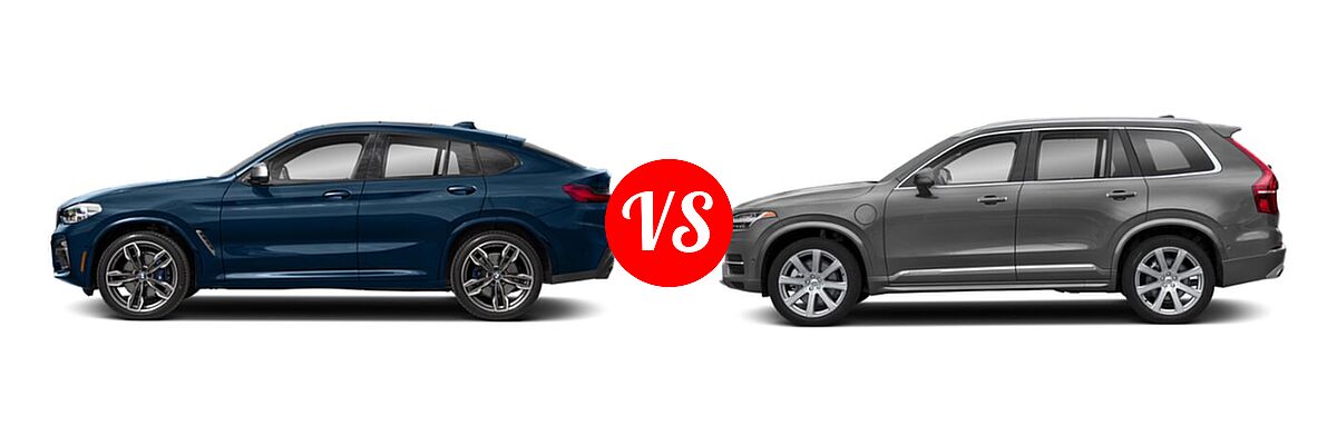 2019 BMW X4 M40i SUV M40i vs. 2019 Volvo XC90 SUV PHEV Excellence / Inscription / Momentum / R-Design - Side Comparison