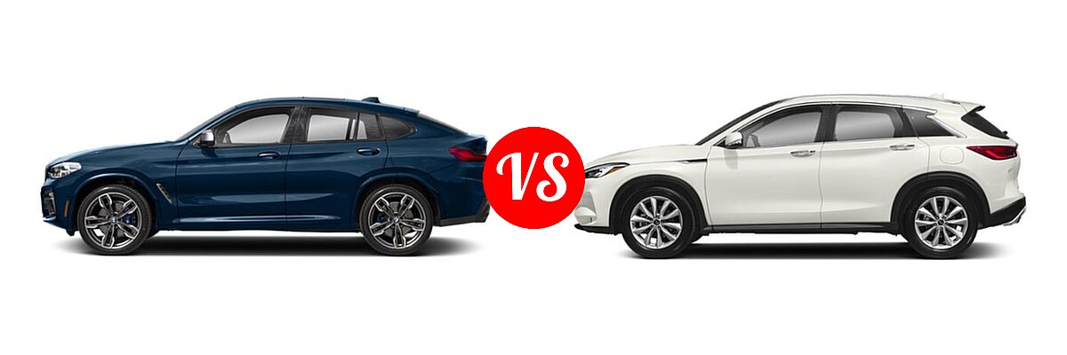 2019 BMW X4 M40i SUV M40i vs. 2019 Infiniti QX50 SUV ESSENTIAL / LUXE / PURE - Side Comparison