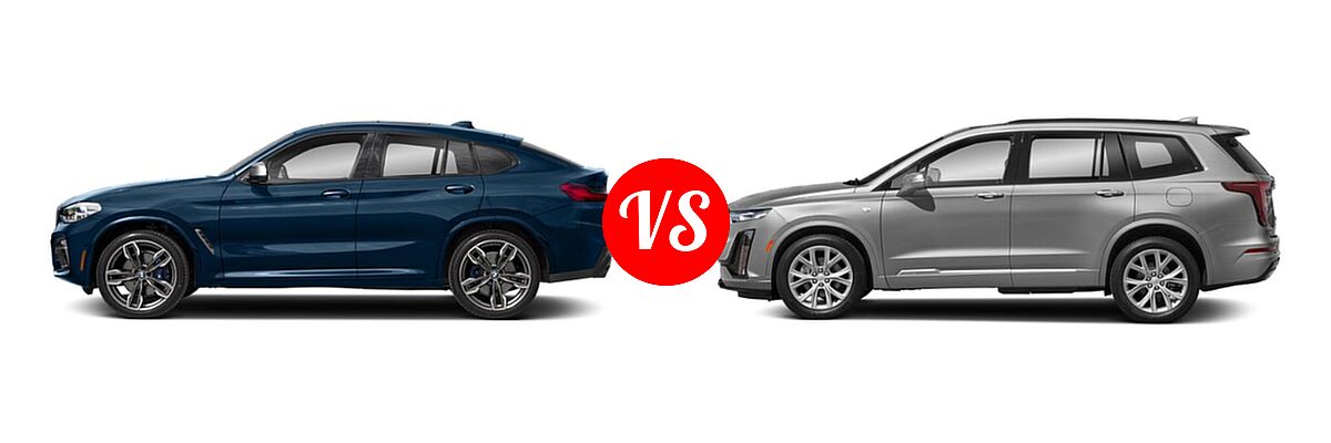 2019 BMW X4 M40i SUV M40i vs. 2021 Cadillac XT6 SUV Premium Luxury - Side Comparison