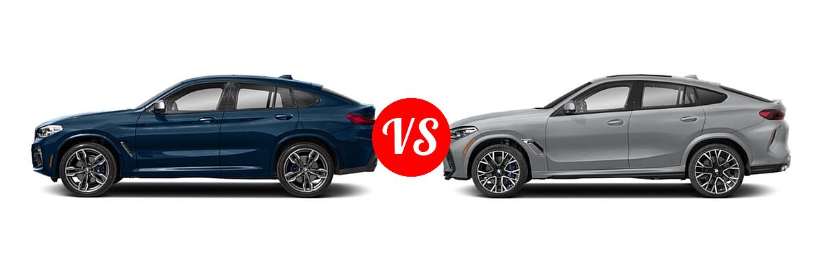 2019 BMW X4 M40i SUV M40i vs. 2021 BMW X6 M SUV Sports Activity Coupe - Side Comparison