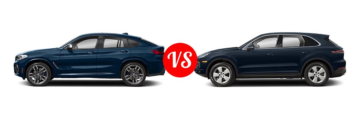 2019 BMW X4 M40i SUV M40i vs. 2021 Porsche Cayenne SUV AWD / GTS / S / Turbo - Side Comparison