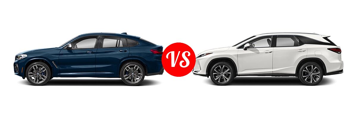 2019 BMW X4 M40i SUV M40i vs. 2021 Lexus RX 350L SUV RX 350L / RX 350L Luxury - Side Comparison