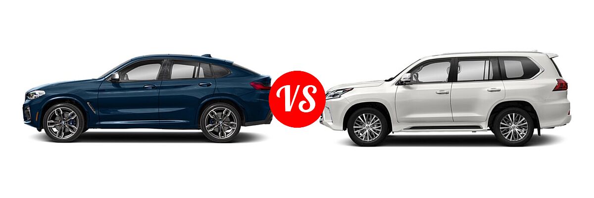 2019 BMW X4 M40i SUV M40i vs. 2021 Lexus LX 570 SUV LX 570 - Side Comparison