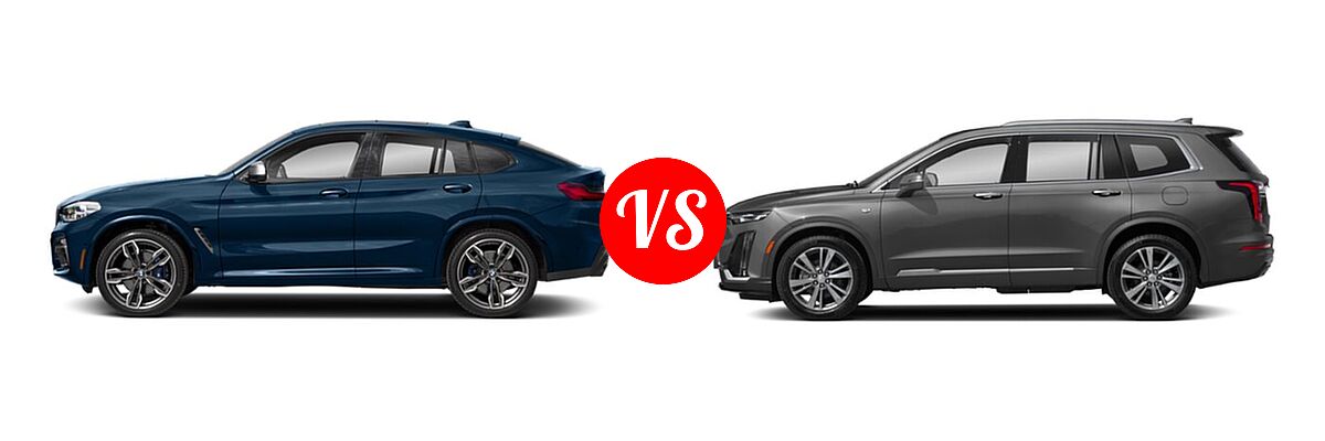 2019 BMW X4 M40i SUV M40i vs. 2021 Cadillac XT6 SUV Premium Luxury - Side Comparison