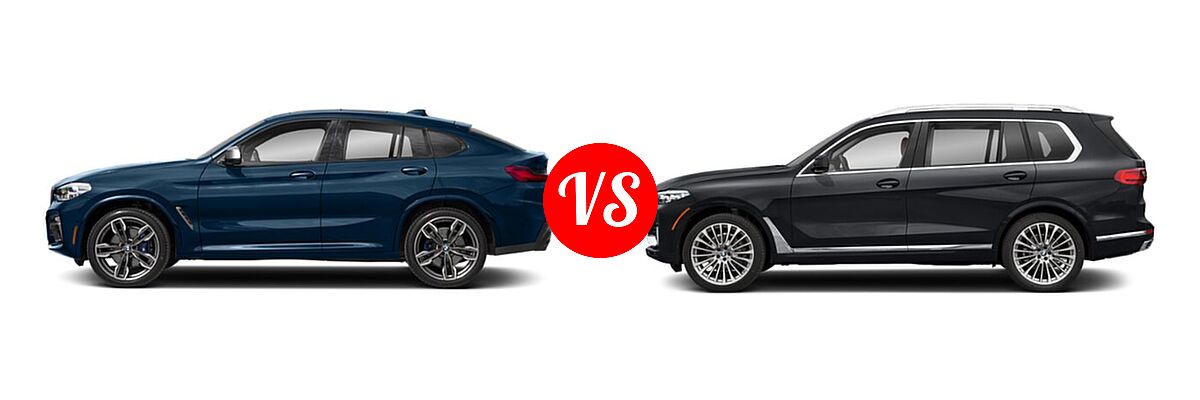 2019 BMW X4 M40i SUV M40i vs. 2022 BMW X7 SUV xDrive40i - Side Comparison