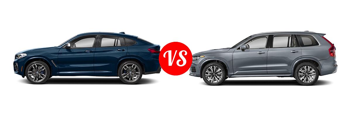 2019 BMW X4 M40i SUV M40i vs. 2022 Volvo XC90 SUV Inscription / Momentum - Side Comparison