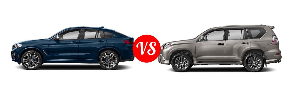 2019 BMW X4 M40i SUV M40i vs. 2022 Lexus GX 460 SUV GX 460 / GX 460 Luxury / GX 460 Premium - Side Comparison