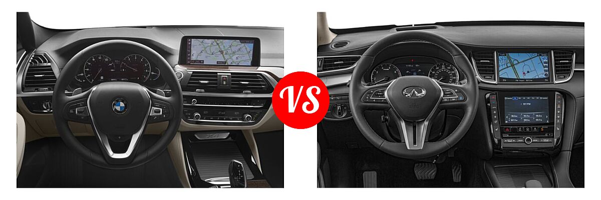 2019 BMW X4 SUV xDrive30i vs. 2019 Infiniti QX50 SUV ESSENTIAL / LUXE / PURE - Dashboard Comparison