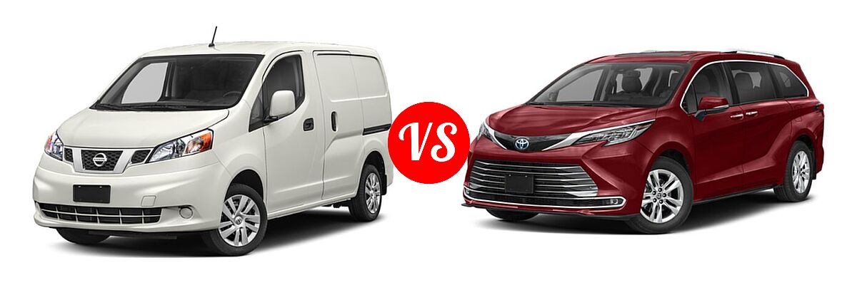 2019 Nissan NV200 Minivan S / SV vs. 2021 Toyota Sienna Minivan Hybrid Limited - Front Left Comparison