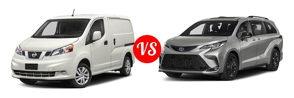 2019 Nissan NV200 Minivan S / SV vs. 2022 Toyota Sienna Minivan Hybrid XSE - Front Left Comparison