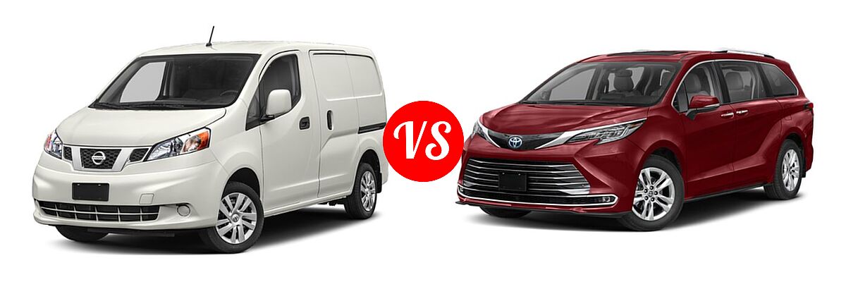 2019 Nissan NV200 Minivan S / SV vs. 2022 Toyota Sienna Minivan Hybrid Limited - Front Left Comparison